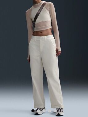 Nike Sportswear Collection Women's Mid-Rise Twill Trousers Wide Leg Pants-XL